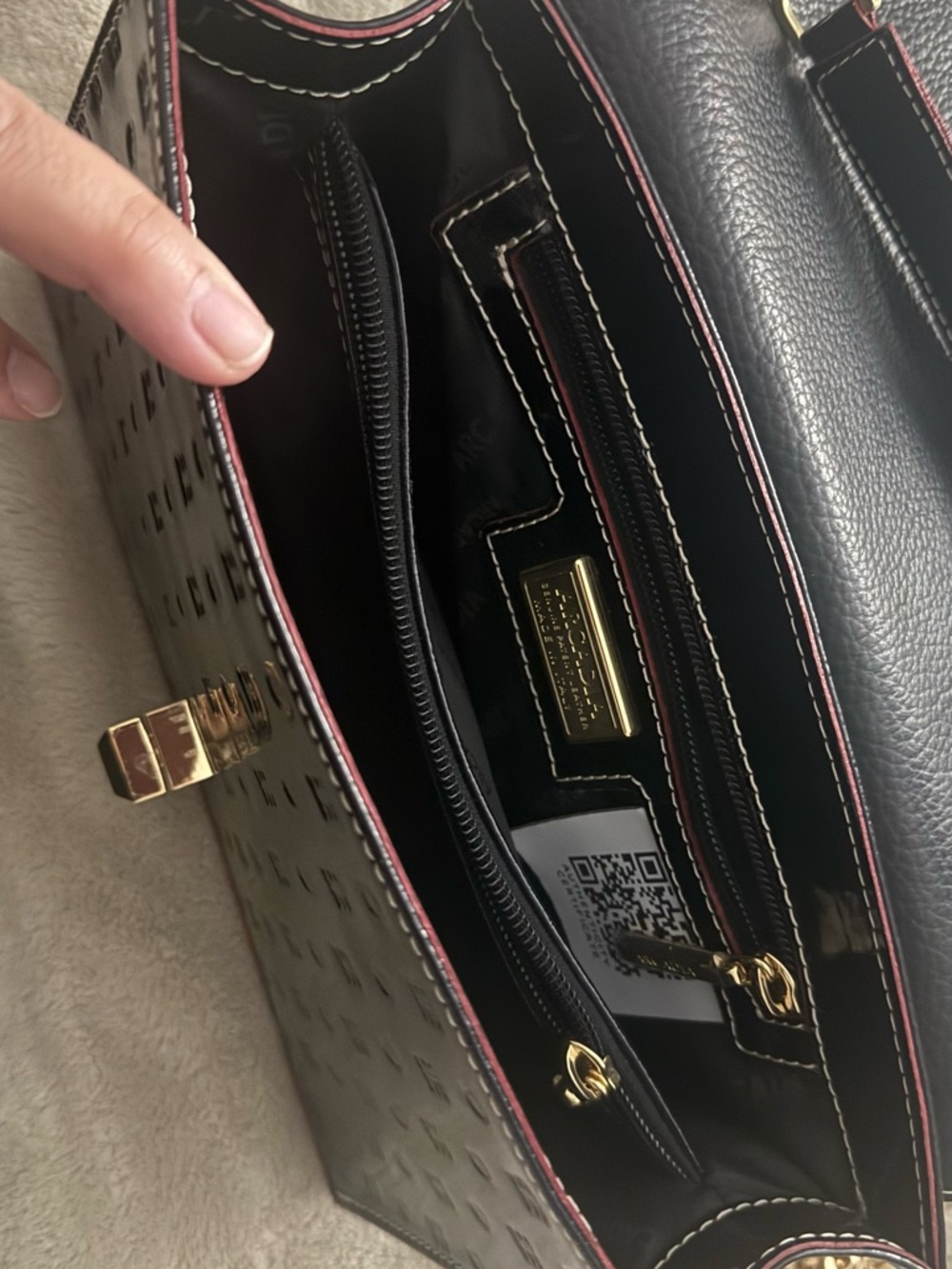 Arcadia Black Patent Crossbody with Gold Chain - Picture 2 of 3